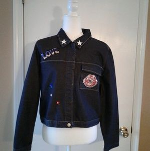 Denim  jacket with patches  "Love American Style "